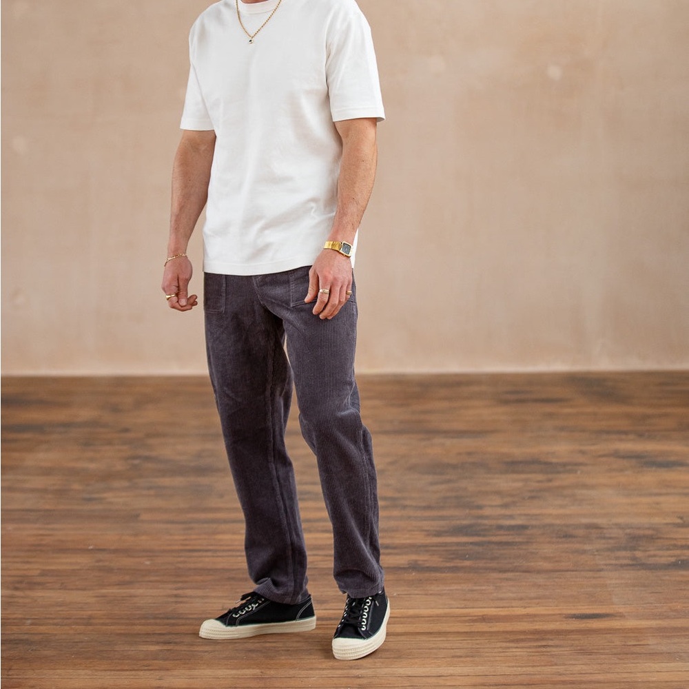 P&Co CORD SERVICE FATIGUE PANTS - SLATE GREY 34 short - Picture 2 of 8